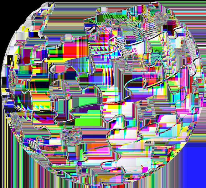 glitched logo of wikipedia